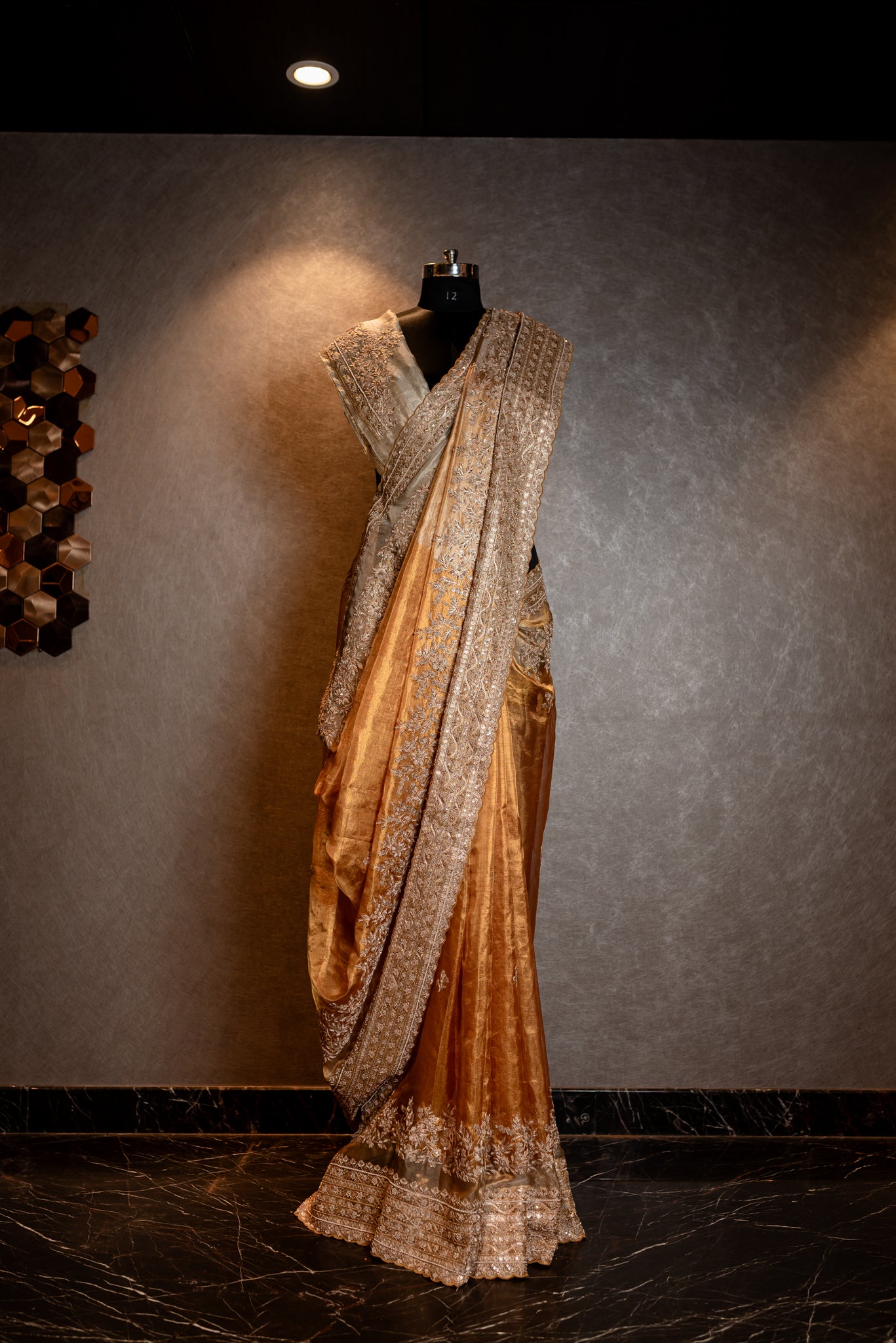 GOLD HANCRAFTED PURE KANCHI TISSUE SAREE SS-937