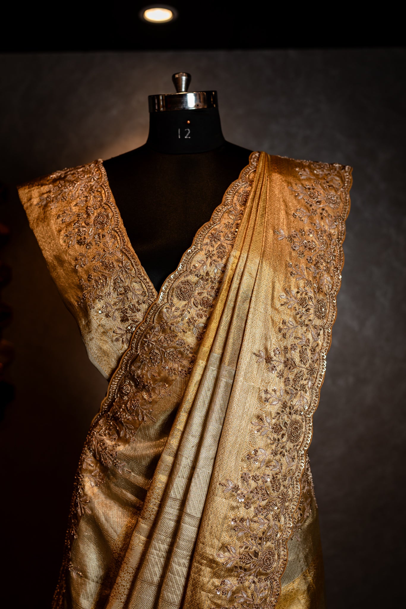 GOLD EXQUISITE EMBROIDERED KANJIVARAM SAREE SS-1050