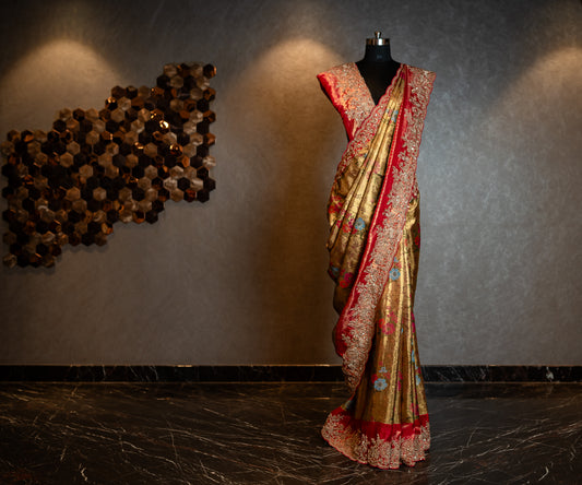 ELEGANT PURE KANJIVARAM SAREE WITH EXQUISITE HANDCRAFTED DETAILS SS-1037