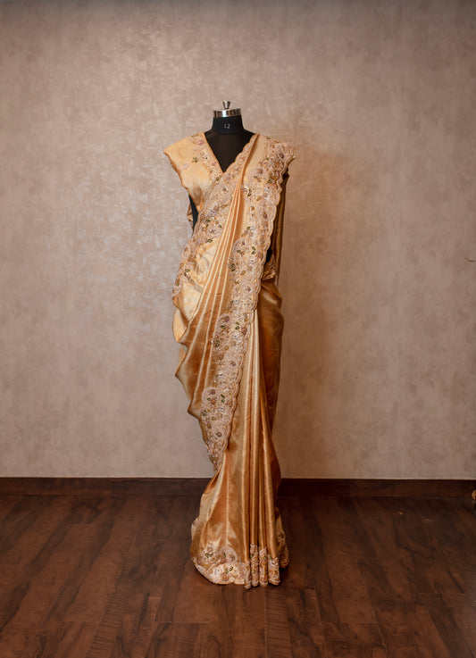 AN ELEGANT GOLD HANDEMBROIDERD PURE KANJIVARAM SS-925