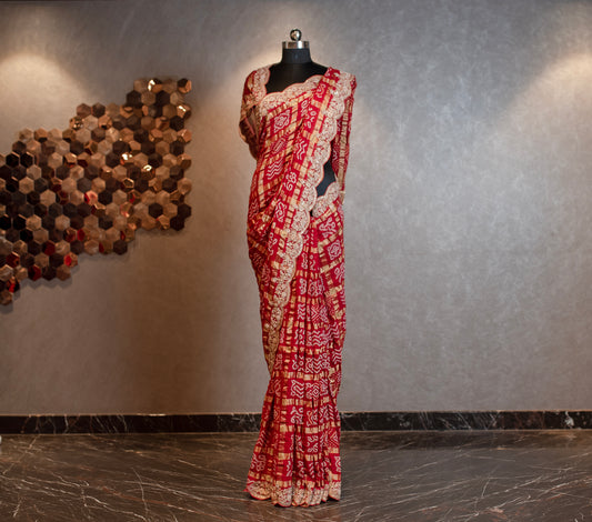 RED WOVEN GHARCHOLA SAREE GH-315